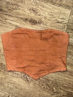 Strapless Corset Crop Top in Rust Orange